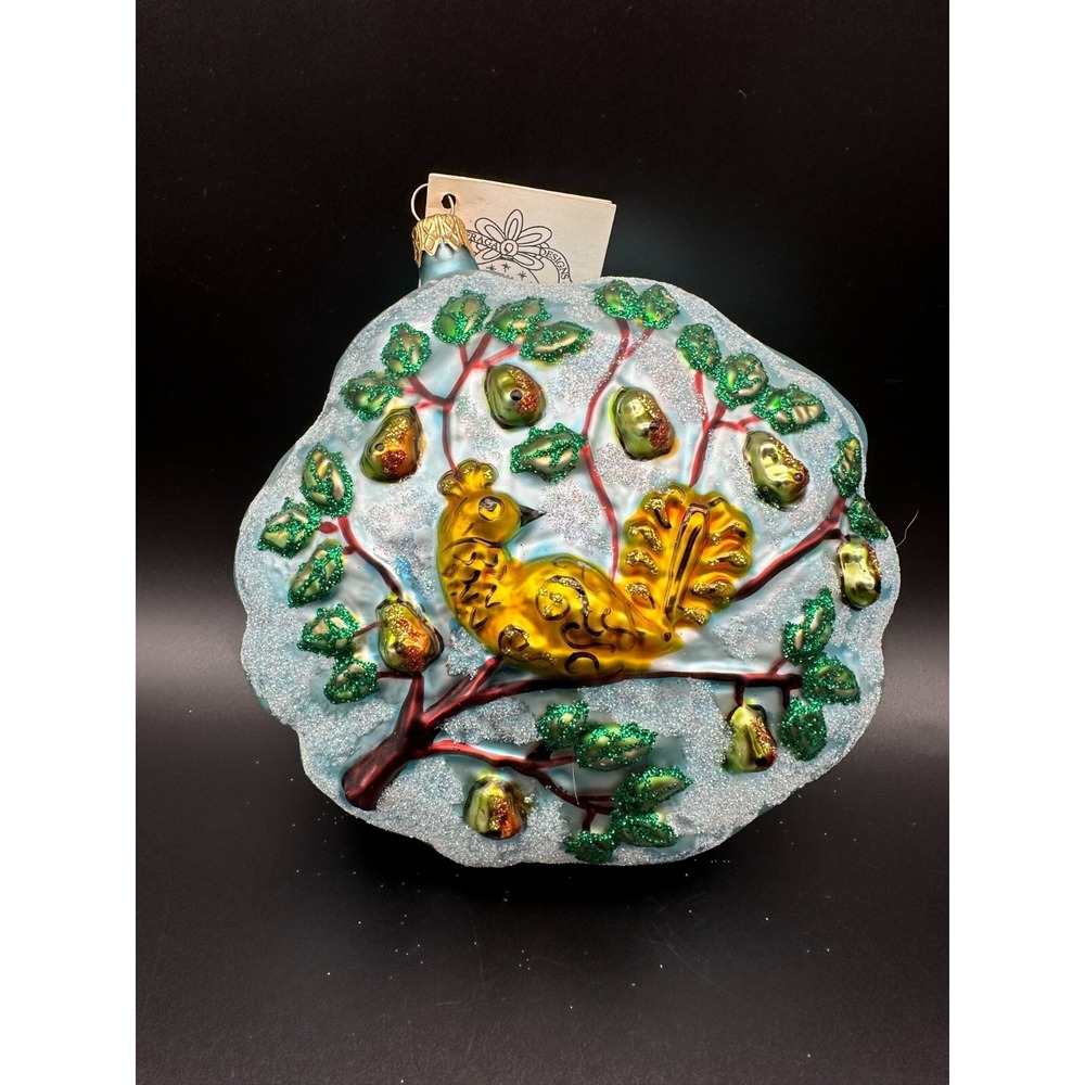 Larry Fraga Partridge in a Pear Tree 5.5" Ornament Blue Green Gold 5905